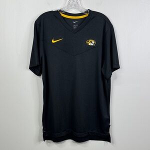 Nike Mizzou Missouri Tigers Basketball V-Neck Shirt Men's Size Large Black Gold